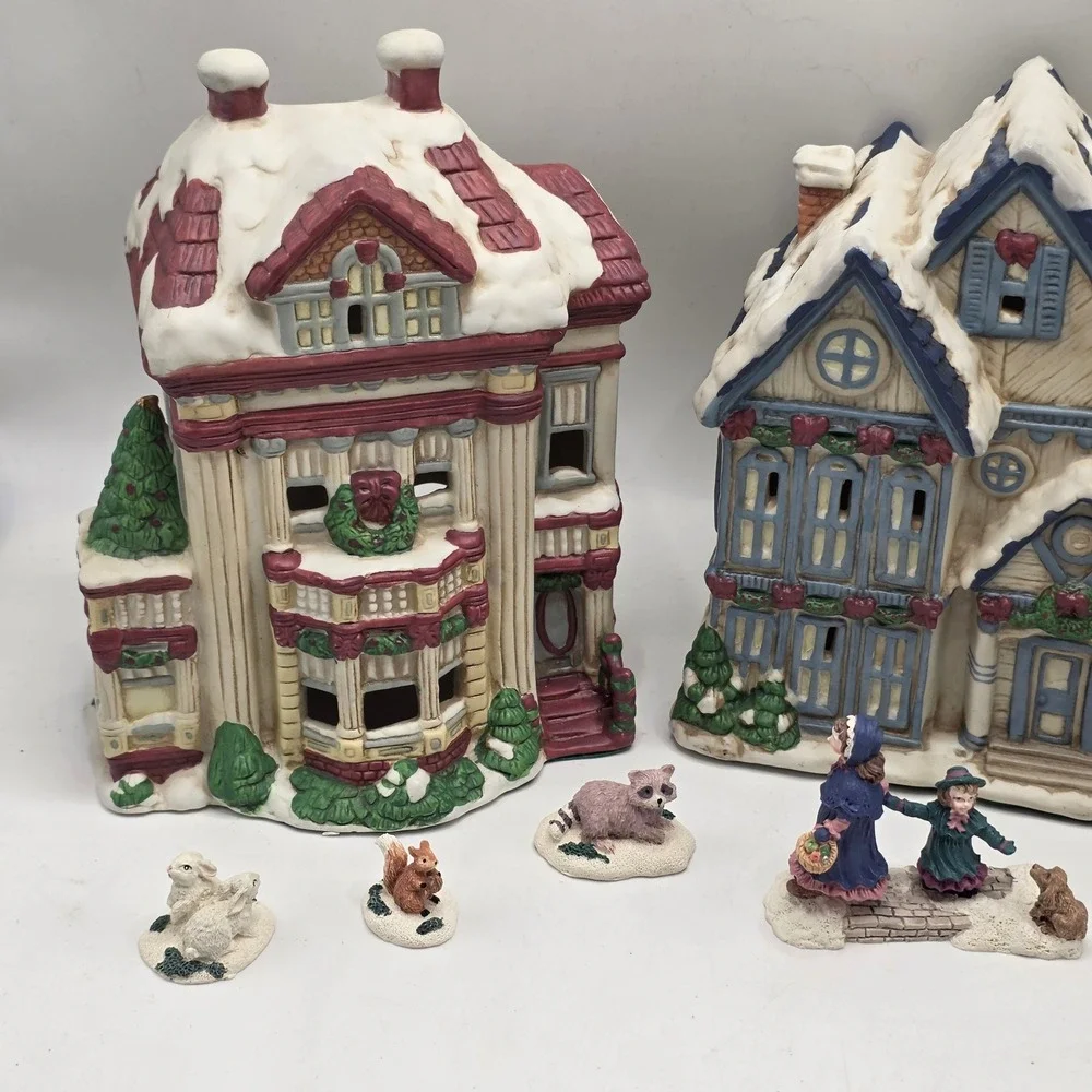 House of Lloyd Christmas Village Set Vintage 1993 Victorian Snow House Figurines